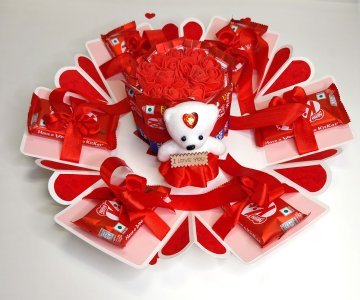 US IDEAL CRAFT Hexagonal Explosive Gift Box, Birthday Gift With 16 Chocolate INCLUDES TEDDY & ROSES