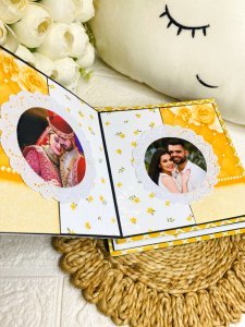 Customized Pyramid Photo Album With Tin Heart Shape Box with teddy For Husband, Wife and Friend Note Card (1pc) with Photo (40 Photos)