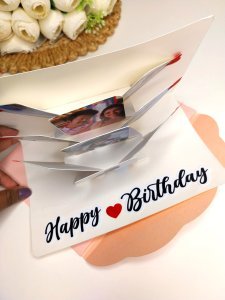 Customized Love Popup Happy Birthday 3D Greeting Card With Envelope For Husband, Wife and Friend Note Card (1pc) with Photo