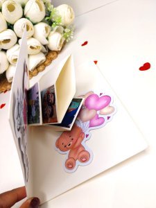 US IDEAL CRAFT Customized Happy Birthday Popup 3D Greeting Card With Envelope For Husband, Wife and Friend Note Card (1pc) with Photo